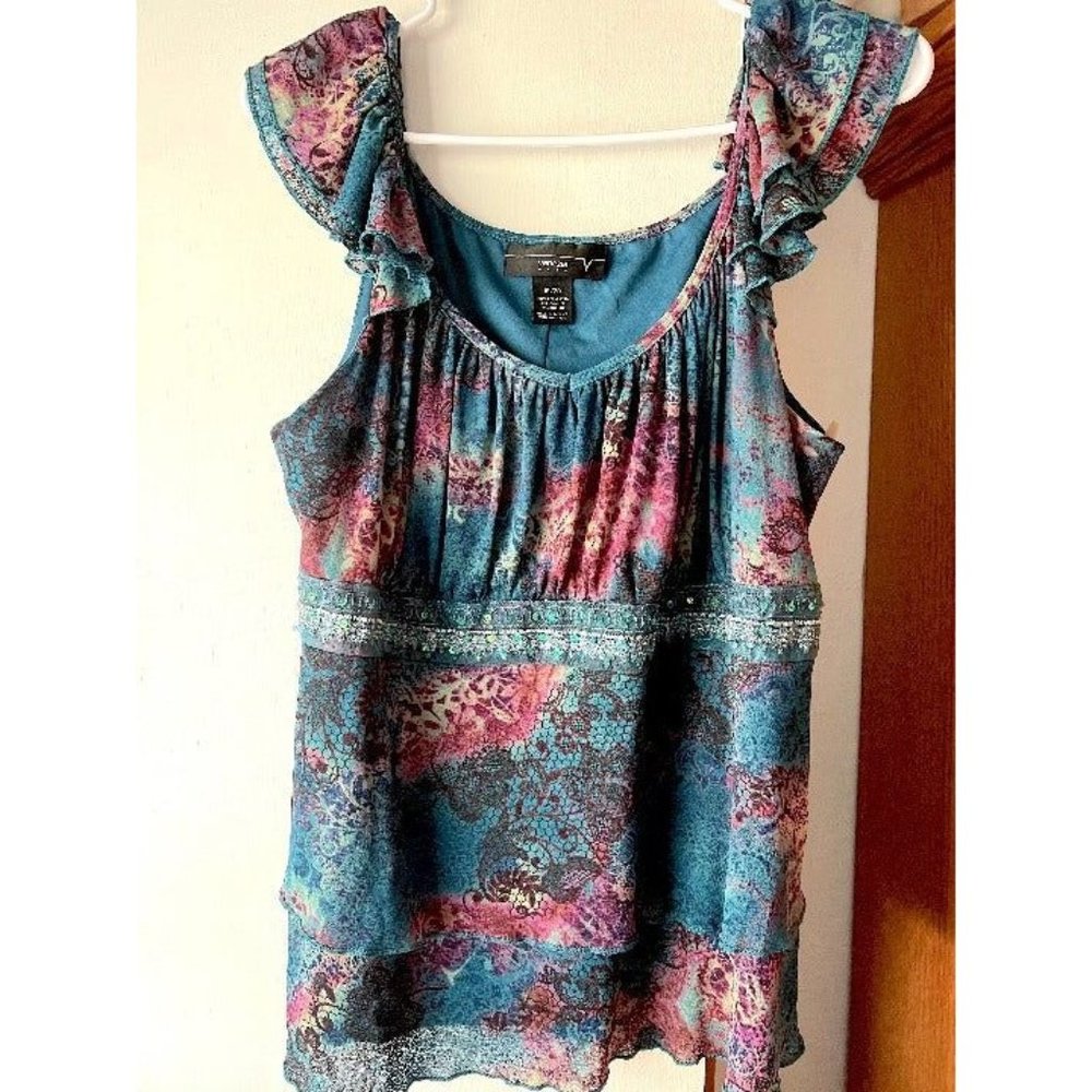 Venezia Fancy Tank Top Woman's Size 18/20 Multi Colored